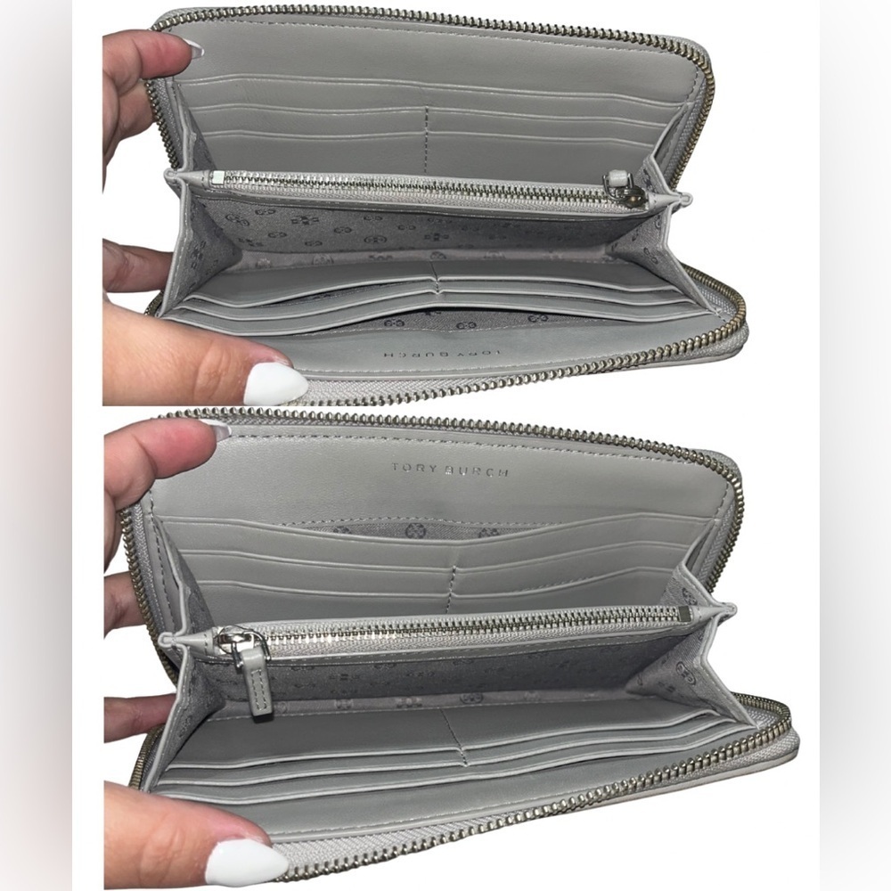 Tory Burch Alexa Zip Continental Wallet Grey Quilted Leather - Picture 12 of 16